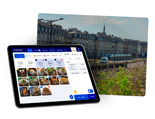 Caisse enregistreuse shopcaisse dans un commerce bordelais.