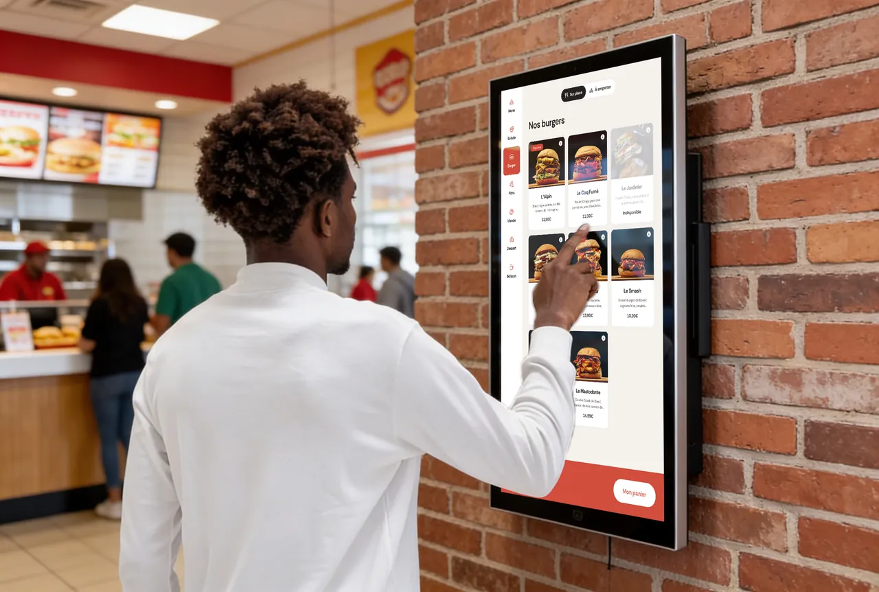 Borne de commande shopcaisse en restaurant fast-food